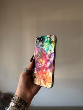 Floral Iridescent Multi-Color iPhone Case - 15 plus